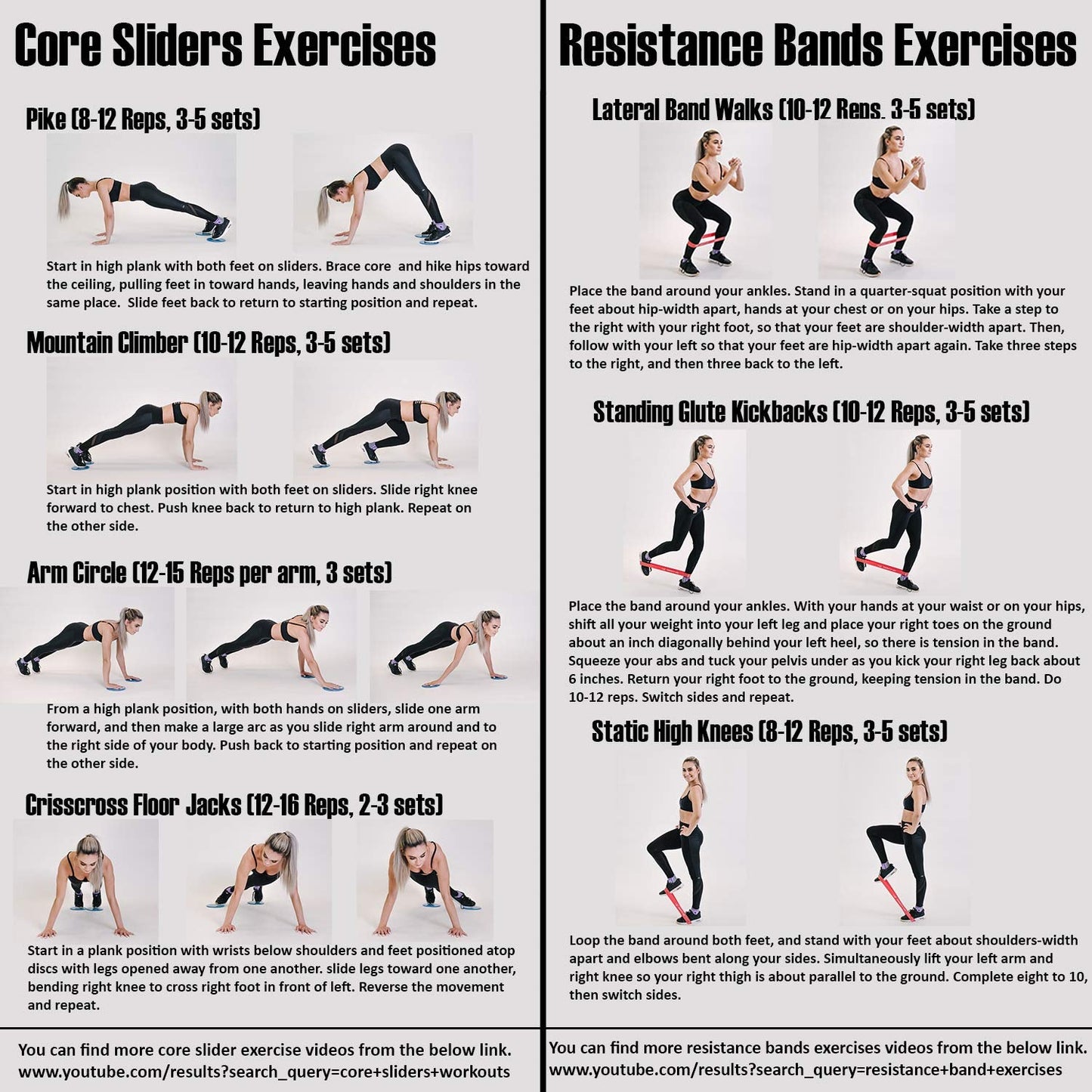 Thirty48 Gliding Discs Core Sliders and 5 Exercise Resistance Bands | Strength, Stability, and Training for Home, Gym, Travel | User Guide & Carry Bag