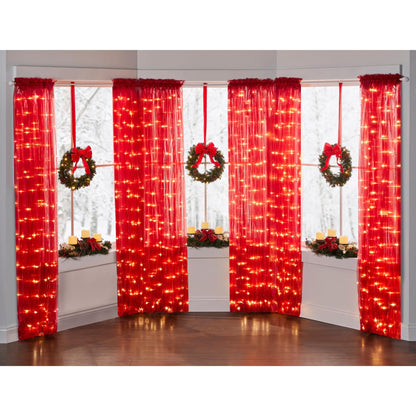 BrylaneHome Set of 3 Pre-Lit 16 inch Christmas Wreaths with 20 Warm Lights & Timer Function, Pre-Decorated, Cordless, No Outlet Required - Poinsettia
