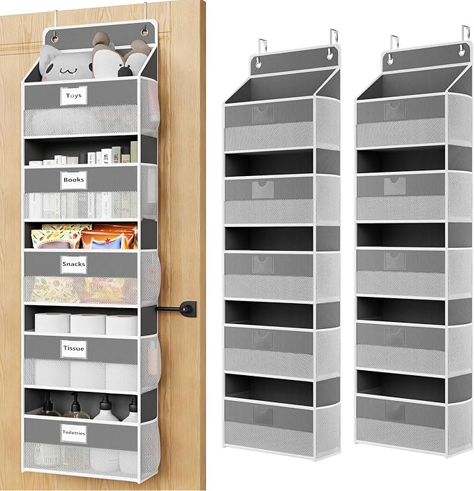 Over The Door Organizer Hanging, 2 Pack 5 Shelf Behind The Doors Storage