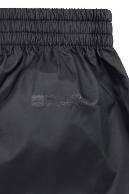 Mountain Warehouse Pakka Kids Waterproof Over Trousers - Taped Seams Rain Pants, Lightweight, Rip-Stop, Packaway Bag - for Autumn Winter, Walking, Travelling Black Kids Size 11-12 Years
