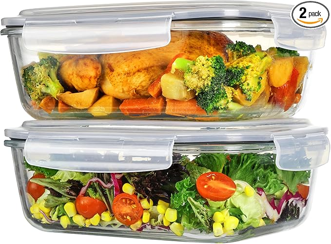 Vtopmart 2Pack 2260ml/ 76.4oz Large Glass Storage Containers