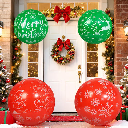 TaoQ C 4 PCS 32 Inch, 24 Inch Christmas Inflatable Balloons PVC Large Christmas Inflatable Outdoor Balls for Xmas Garden Lawn Yard Holiday Front Door Decoration