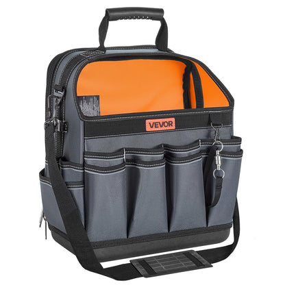 VEVOR Tool Bag, 13.2 Inch, 39-Pocket Open Top Tool Pouch, Portable Electrical Maintenance Toolbox Organizer Storage with Hard Plastic Base, Adjustable Shoulder Strap, for Professionals DIY & Jobsite