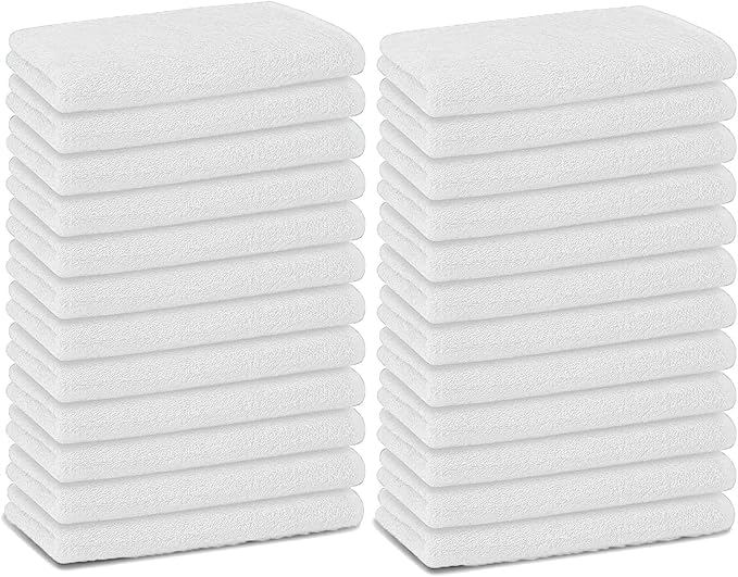 Basic Hand Towels 16x26 Inches – Bulk Pack of 24 – White Color – Soft and