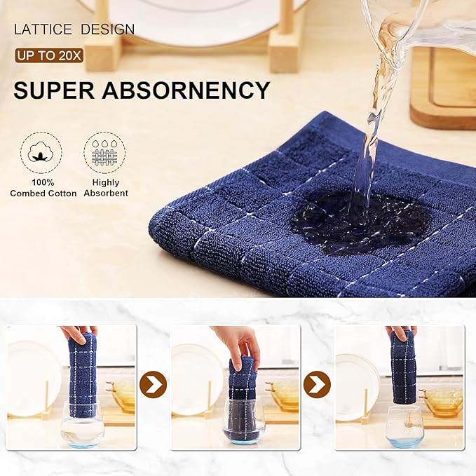 Mordimy 100% Cotton Terry Cloth Kitchen Towels, Super Soft and Absorbent Dish