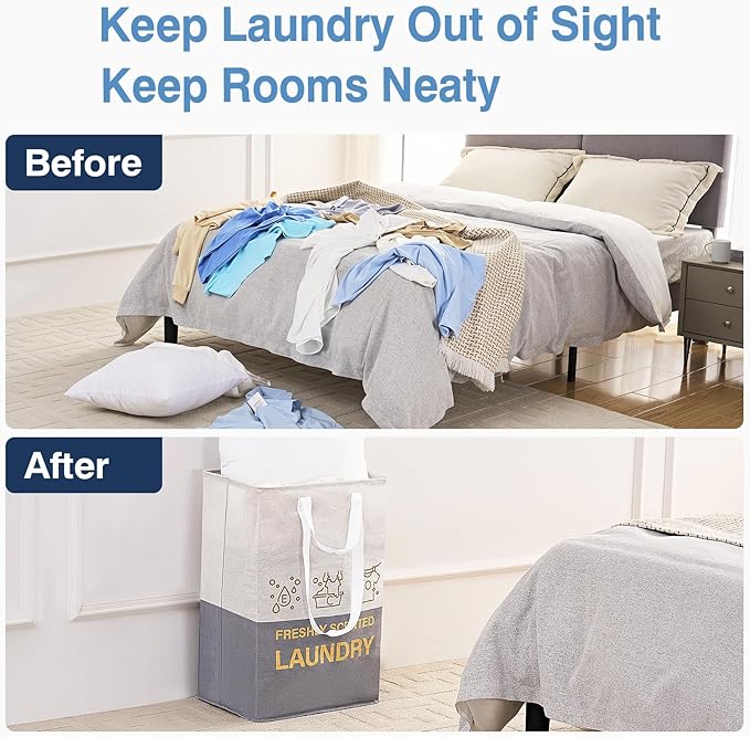 ELONG HOME 2 Pack Laundry Baskets, 92L Freestanding Laundry Basket