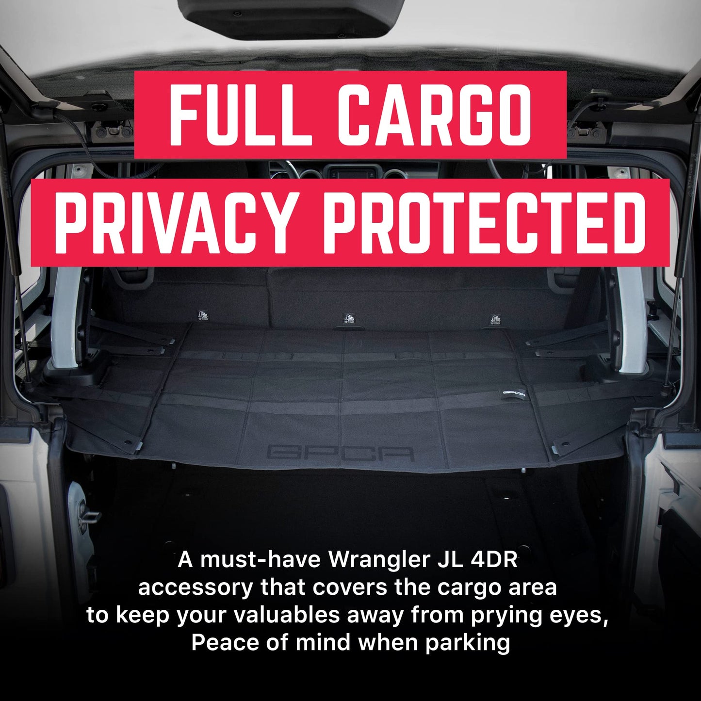 GPCA - Freedom Pack PRO Under Hardtop/Topless Easy-to-Install Patented Tonneau/Trunk Cover Heavy-Duty Accessories for Wrangler JL 2018-2024, 4DR Sport Sahara Rubicon & Freedom Unlimited Models