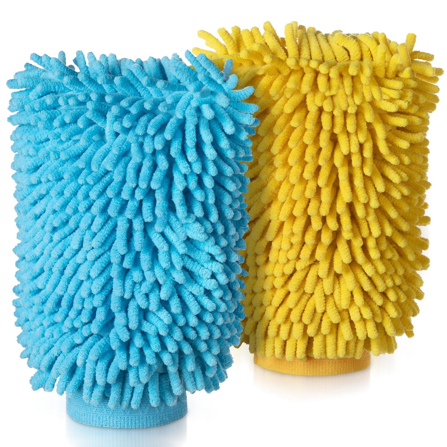 MR.SIGA Microfiber Car Wash Mitt, Pack of 2, Blue & Yellow