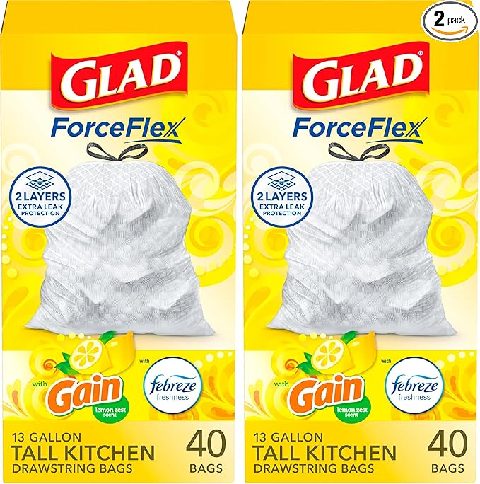 Glad Trash Bags, 13 Gallon, 40 Ct