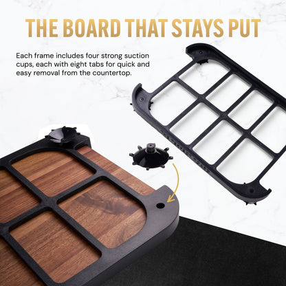 Acacia Wood Cutting Board for Kitchen - 17x12 Large Butcher Block with Non-Slip Suction Cup Frame & Juice Groove - Reversible Heavy Duty Chopping Board - Professional Chef Designed Sustainable Wood