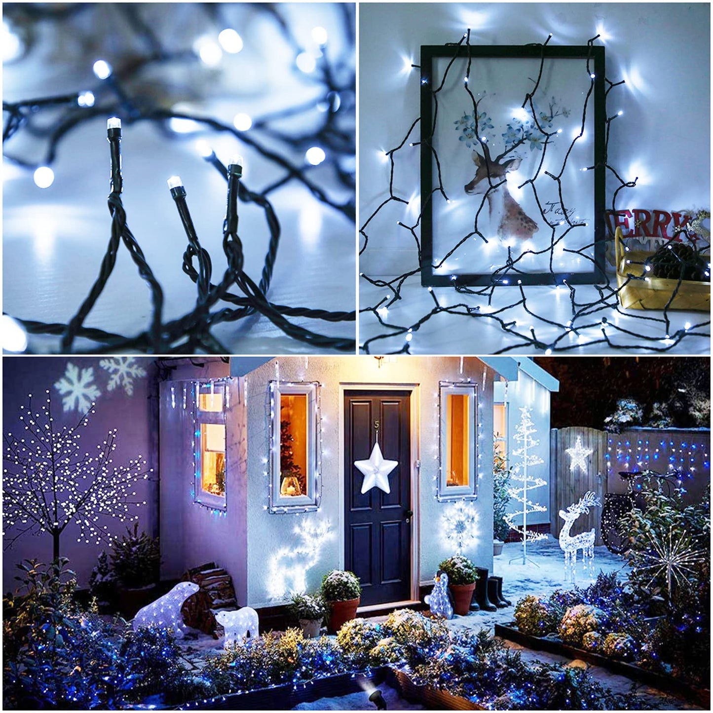 YAOZHOU Solar Cool White Christmas Lights String Outdoor Waterproof 2 Pack, Total 400LED 151ft Fairy Lights with 8 Modes for Tree Garden Patio Wedding Party Yard