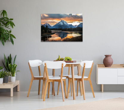 SKASNFAI Grand Teton National Park Canvas Wall Art Mountain Landscape Print Picture Framed Nature Wall Decor for Living Room Office (16L x 24W)