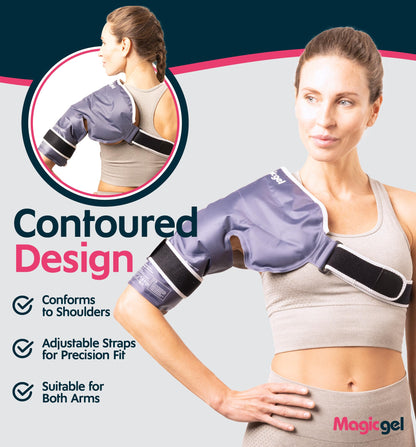 Magic Gel Shoulder Ice Pack Wrap - Reusable and Adjustable Arm Sling for Cold Shoulders Compression Men Women Pitchers Rotator Cuff - Easy to Freeze