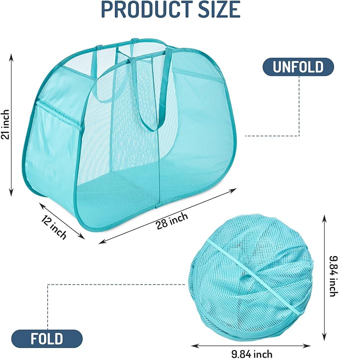 Seiritex Mesh Popup Laundry Hamper 2 Compartment, Collapsible Laundry Sorter