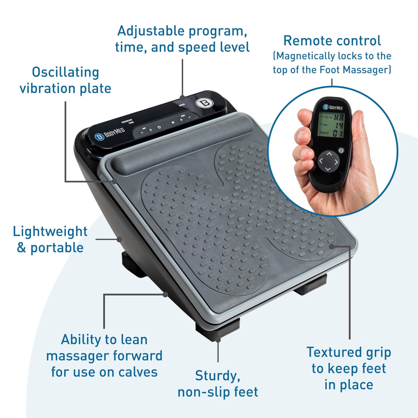 BodyMed Foot Massager | Deep Tissue Vibration Massage Therapy | At-Home Massager with Remote Control | Fast Relief from Neuropathy, Plantar Fasciitis, Improves Circulation