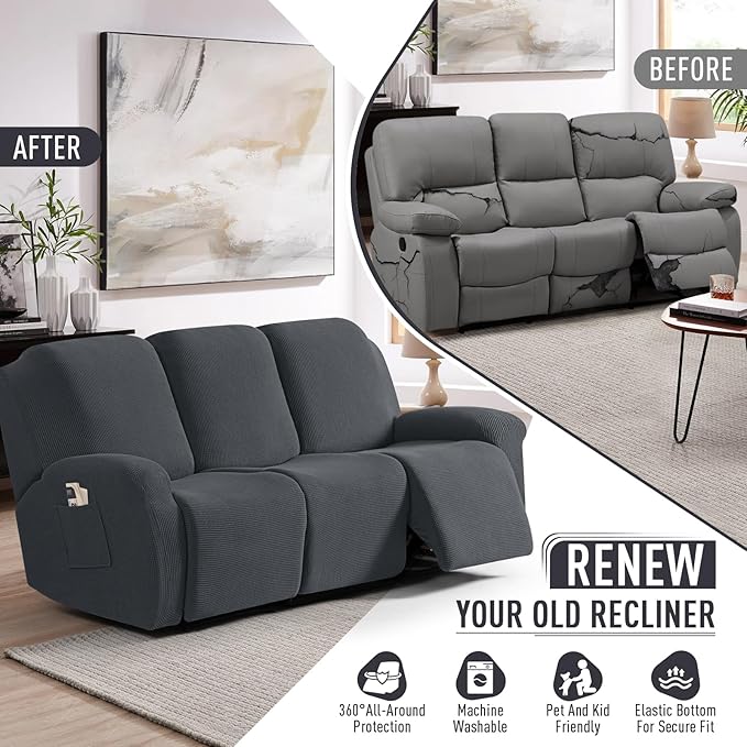 TAOCOCO Recliner Sofa Covers 8-Pieces Stretch Large Couch Covers