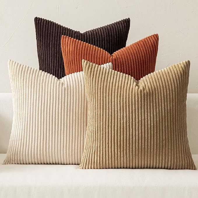 MIULEE Boho Farmhouse Throw Pillow Covers 20x20 Inch Set of 4 Rustic Mordern