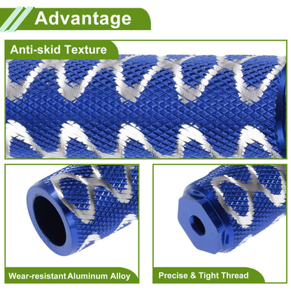 INFINAUTO 1 Set Aluminum Alloy Anti-Skid Bike Pegs 3" Length Circle Texture Bicycle Backseats Stands Cycling Foot Pegs M6 Axles Blue