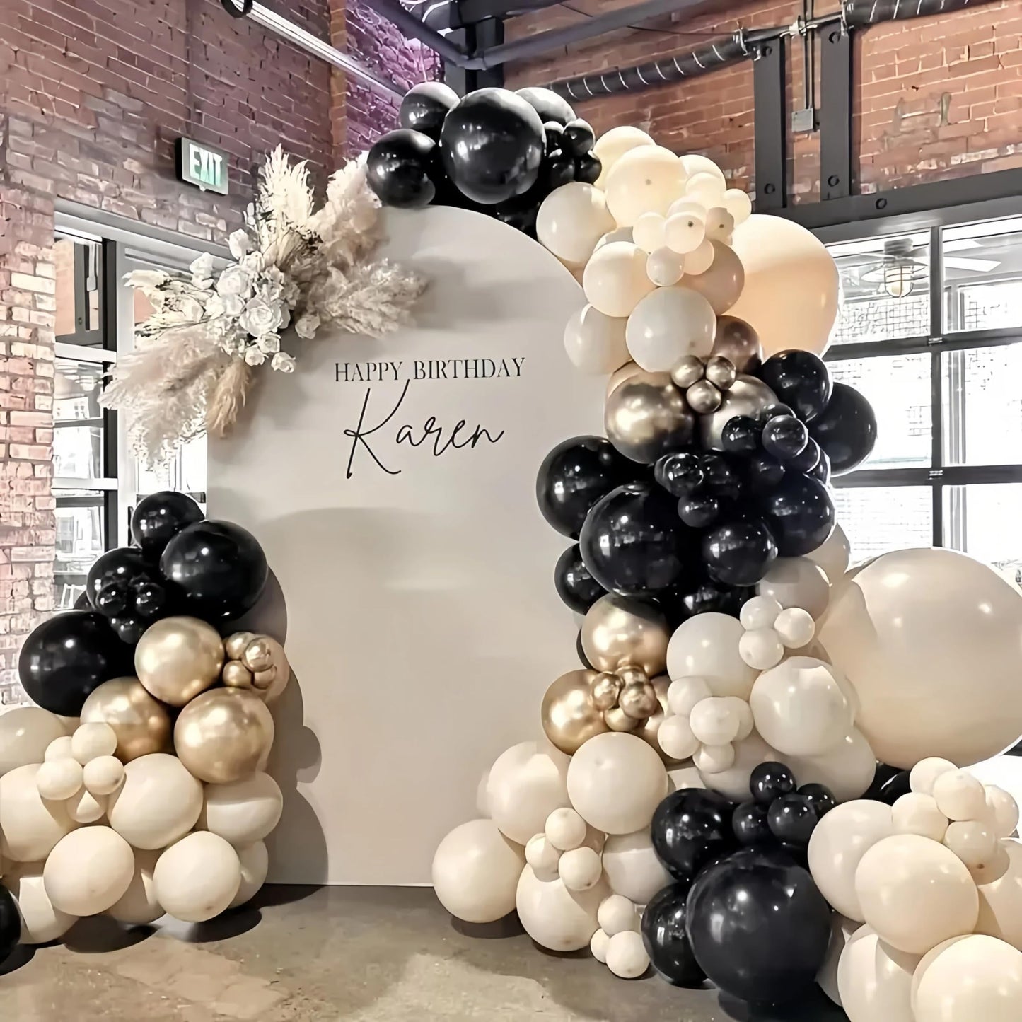 Black and Gold Balloon Arch Garland Kit, Graduation Balloons Black White Sand Beige Cream Champagne Gold Metallic Balloons for Congrats Grad Bridal Baby Shower Anniversary Wedding Birthday Party Decor