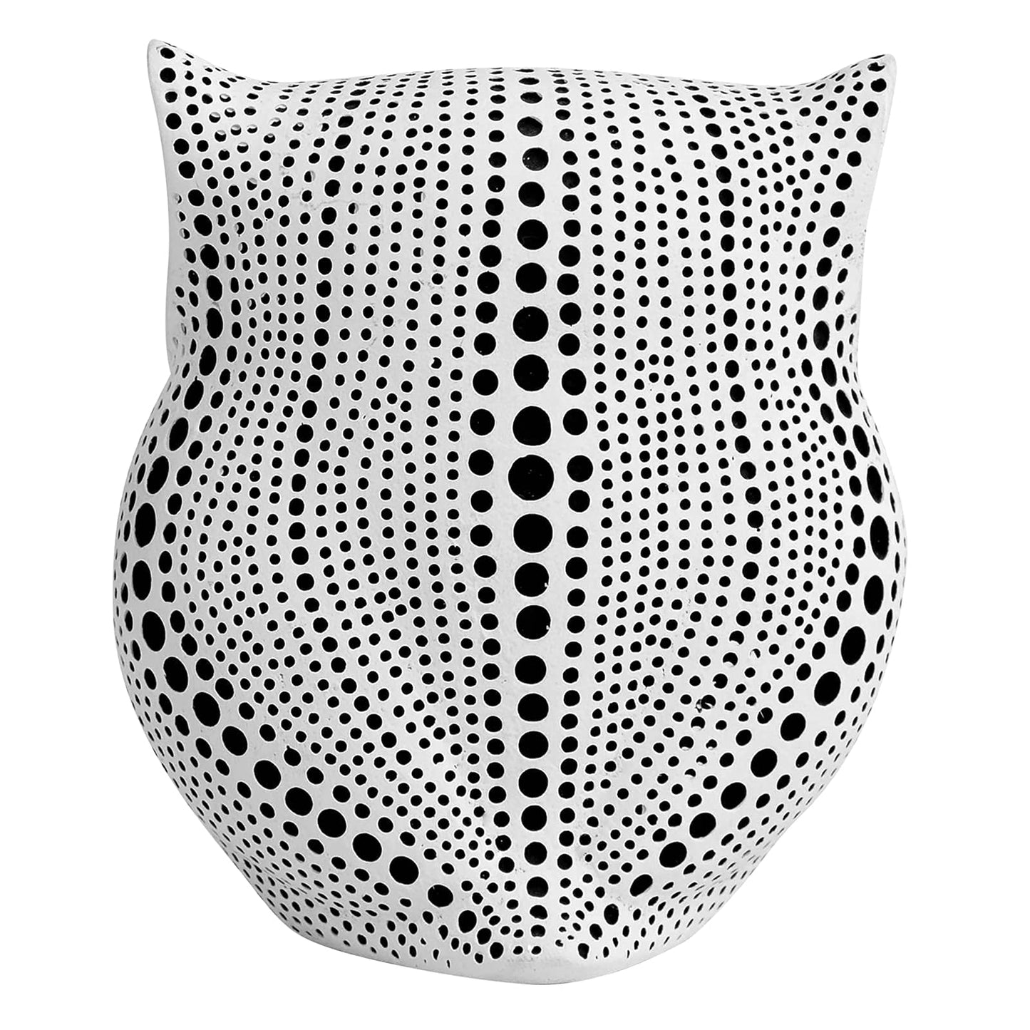 APPS2Car Owl Statue for Home Decor Accents Office Decoration, Handmade Polka Dots Buhos Modern Bird Figurine for Indoor Book Shelf Desktop Cabinet Fireplace Mantel Living Room Bedroom Ornament (White)