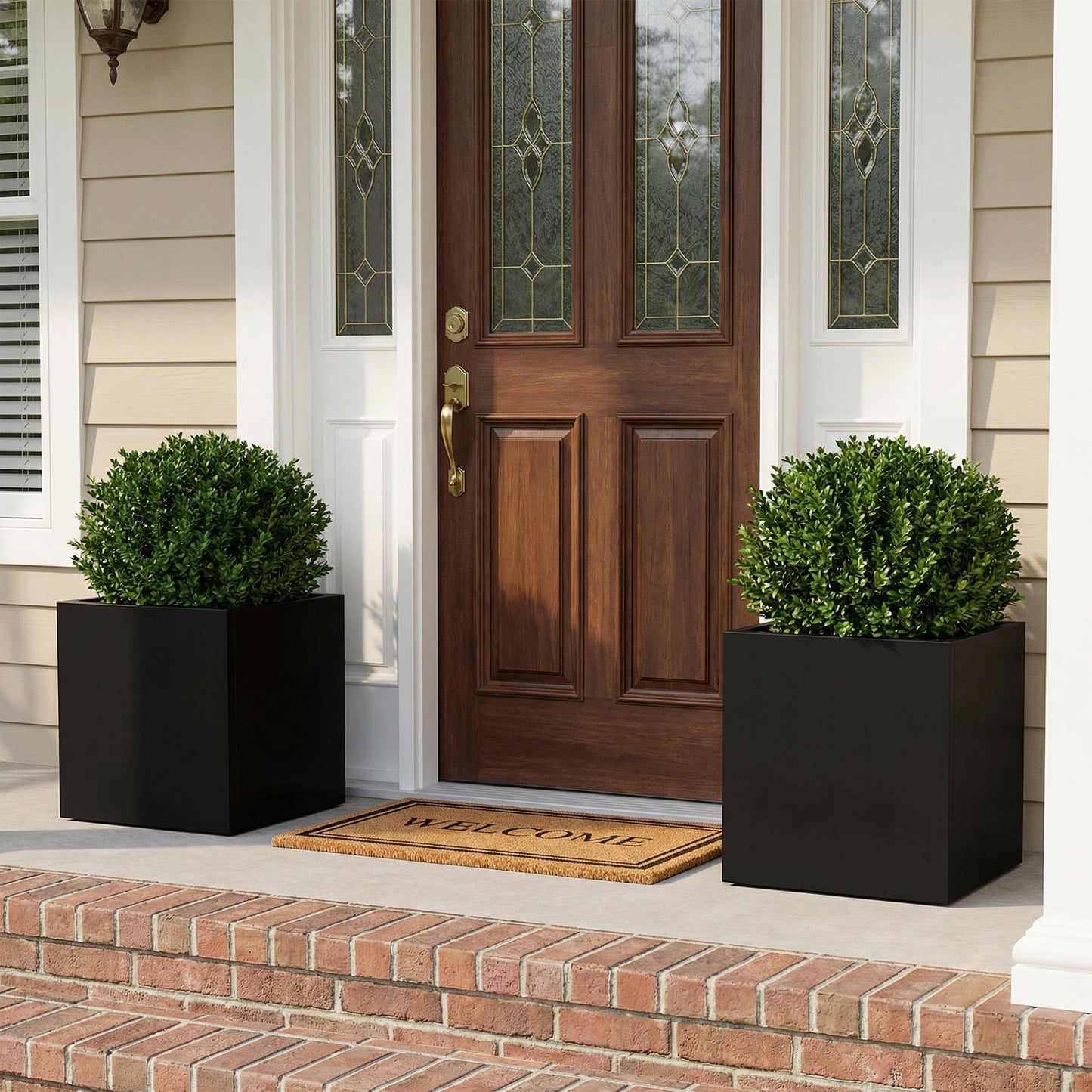 Casaphoriar Metal Planter Box 13"x13"x36", Rectangular Planter and Drainage Holes, Perfect for Outdoor Patio and Balcony Decor, Black(Set of 2)