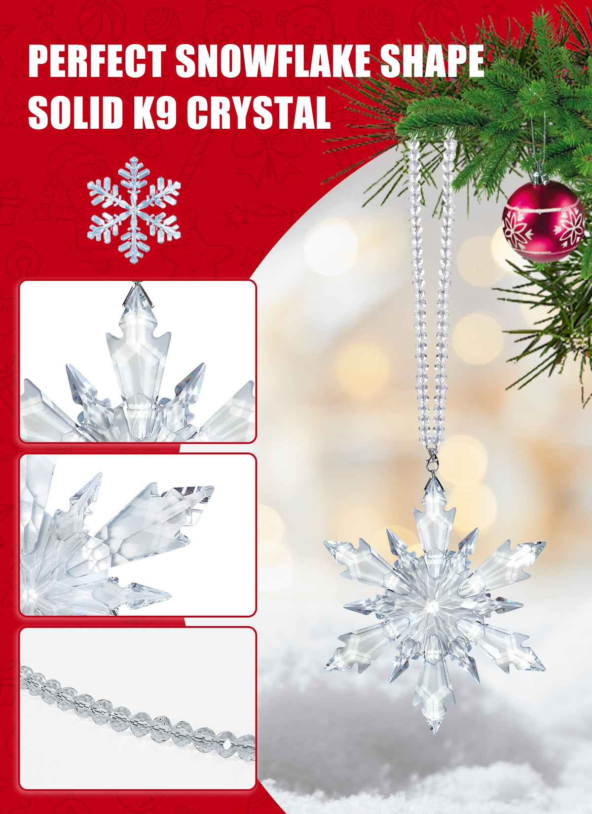 2026 Crystal Snowflake Ornament - Annual Collectible Crystal Christmas Tree Hanging Decoration, Holiday Keepsake Gift