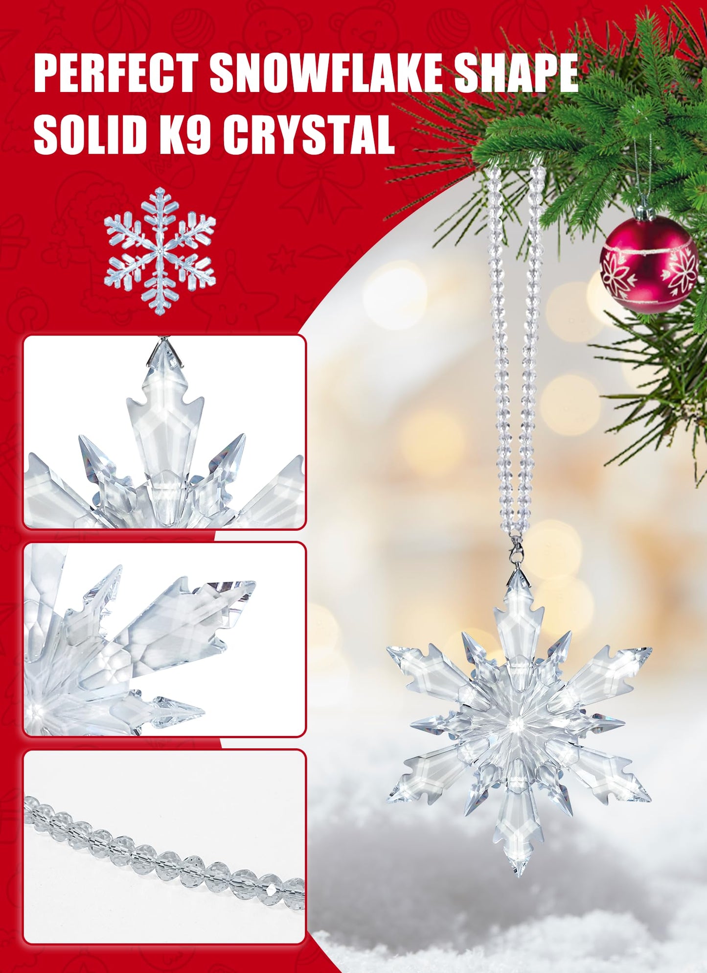 2026 Crystal Snowflake Ornament - Annual Collectible Crystal Christmas Tree Hanging Decoration, Holiday Keepsake Gift