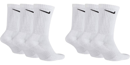 Nike Men's Everyday Cushioned Crew Training Socks (6 Pairs), White, L