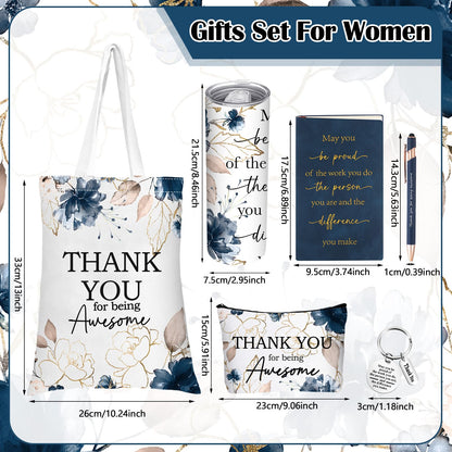 Wiwiqing 6 Pcs Christmas Appreciation Gift Set for Coworker Female Women Thank You May You Be Proud Ink Flower Gifts for Employee Staff Teacher Volunteer Administrative Professional(Classic Style)