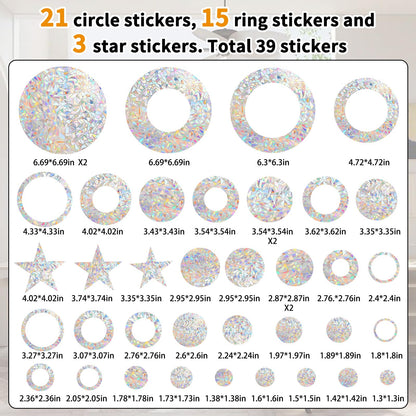 39 Anti Collision Window Decals for Bird Strike Prevention, Window Clings Suncatcher Stickers