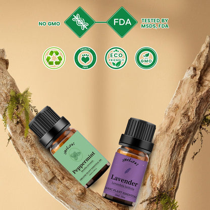 yethious Lavender Peppermint Oil Set Lavender Aromatherapy Oils for Diffuser, Perfume, Soap, Candle Making 2 Pack 10ML