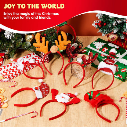 JOYIN 8 PCS Christmas Headbands Head Hat Toppers Costume Accessories for Kids Girls Boys Christmas Parties Xmas Holiday Party Favors Photo Booth