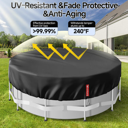 VniYors 18ft Pool Cover, Heavy-Duty Swimming Pool Cover, Paddling Pool Cover, Waterproof Dustproof Pool Solar Cover with Drawstring And Ground Nails