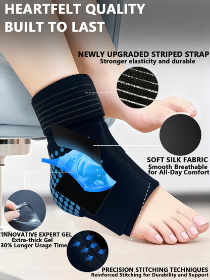 Adjustable Ankle Ice Pack Wrap, Reusable Hot & Cold Therapy Gel Foot Ice Pack for Swelling, Sprains and Plantar Fasciitis Relief, Flexible Achilles Tendonitis Support for Men & Women