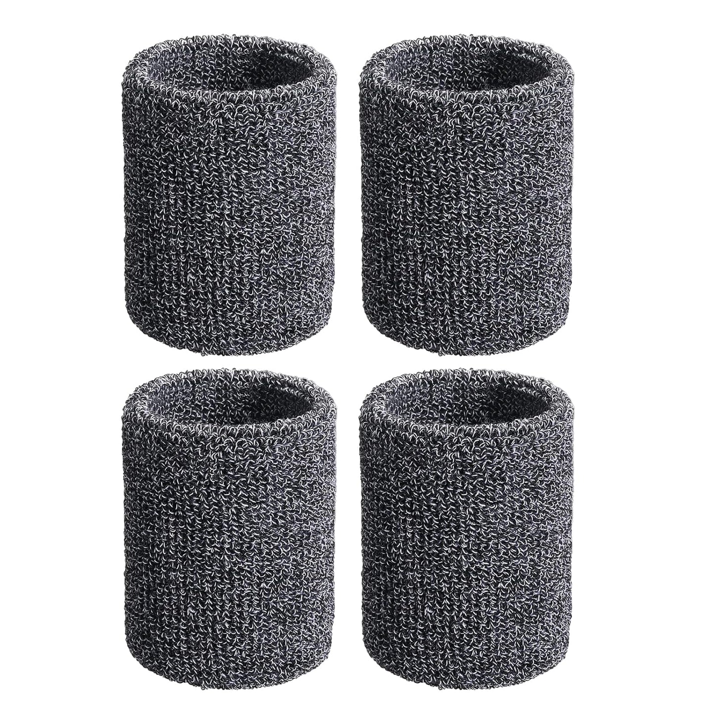 2 Pair Wrist Sweatbands Sports Wristbands for Men & Women, Stretchy & Sweat Absorbing Cotton Terry Cloth Wristband for Football Basketball, Running (Grey)
