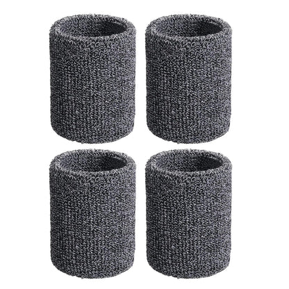2 Pair Wrist Sweatbands Sports Wristbands for Men & Women, Stretchy & Sweat Absorbing Cotton Terry Cloth Wristband for Football Basketball, Running (Grey)