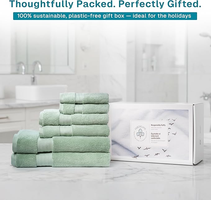 Fabdreams 100% Organic Cotton Bath Towel Set of 6 700 GSM Hotel Premium Plush