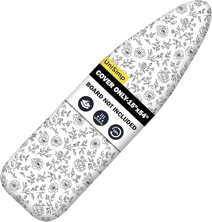 Ironing Board Cover and Pad 15"x54" Extra Thick Natural Cotton, Scorch and