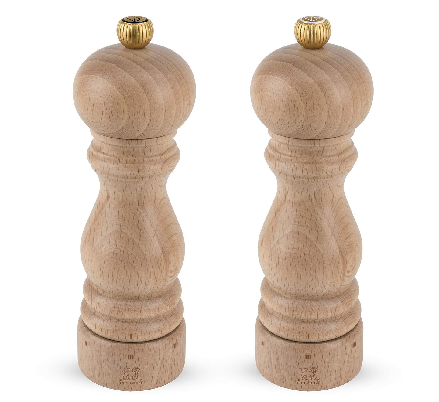PEUGEOT - Paris u'Select 18 cm- 7 in. Pepper and Salt Mill Set - 6 Predefined Grind Settings - Powdered Salt Innovation, Zirlion Mechanism - PEFC-Certified Wood - Made in France - Natural Finish