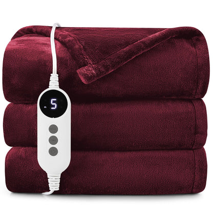 HYLEORY Heated Electric Blanket Throw, 2-Layer Cozy Warm Flannel 50" x 60", Heating Blanket with 9 Heating Levels, 2/4/6/10 Hours Auto Off, Fast Heating Winter Blanket, Dark Grey