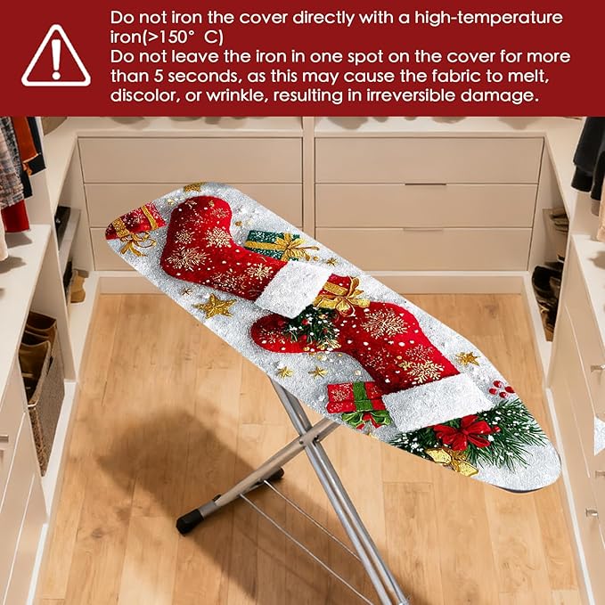 Nuxovilar Ironing Board Cover Winter Stockings Pattern Polyester 15x54 Inches
