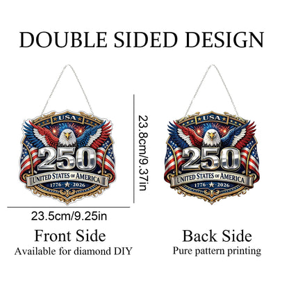 Diamond Art Hanging Kit for Adult,Special Shaped Rhinestone,DIY Acrylic 5D Diamond Art Painting Window Pendants Home Garden Wall Hanging Kits Hanging Ornament,Double Sided. (USA 250th-2)