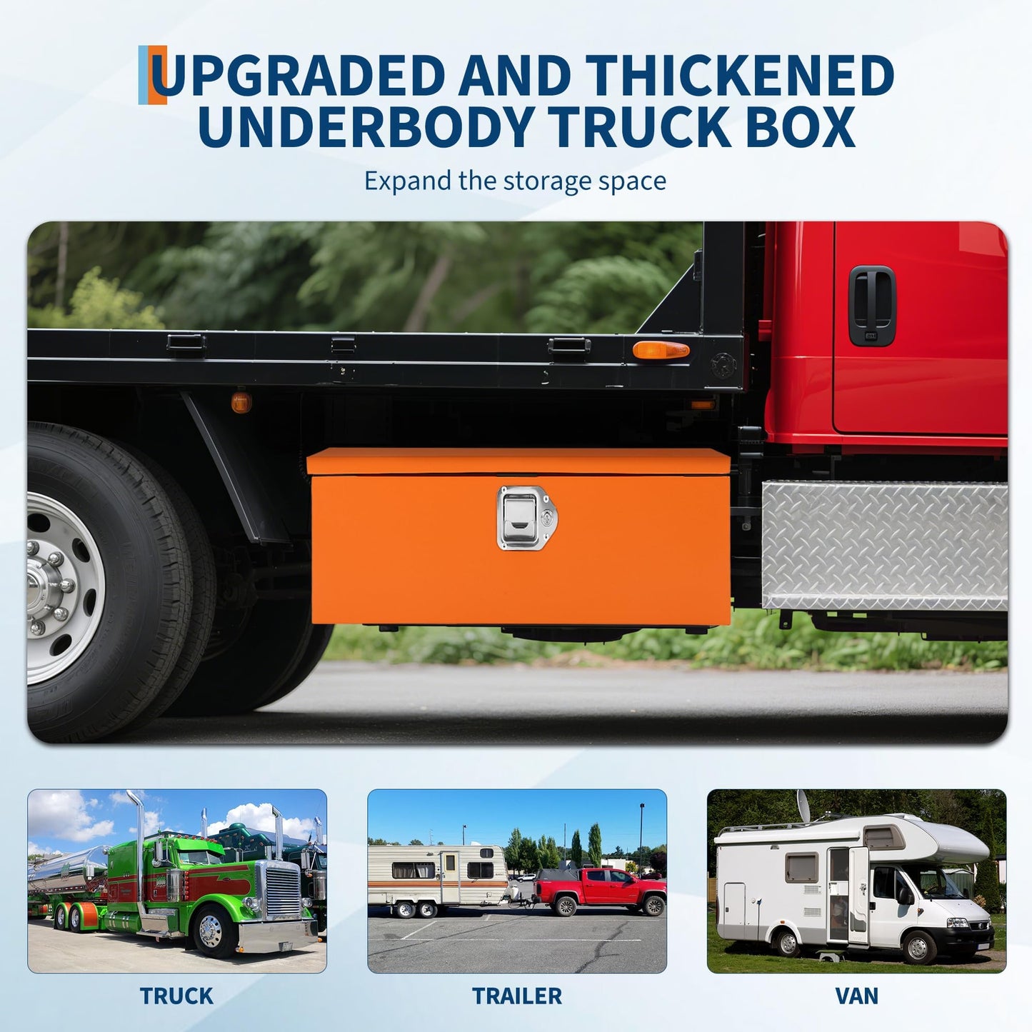 OUTLANE 20x12 Inch Truck Bed Tool Box, Heavy Duty Steel Lockable Storage Chest with Keys & Side Handle, Weatherproof Organizer Box for Pickup Trucks, RV, Trailer