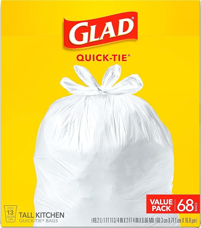 Glad Tall Kitchen Trash Bags 13 Gallon, Unscented Garbage Bags