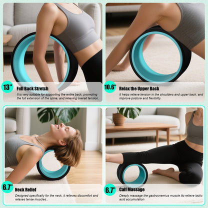 3 Pack Back Roller- Yoga Wheel for Back Pain Reliefn & Stretching, Back Wheel for Deep Tissue Massage, Foam Roller for Physical Therapy & Exercise