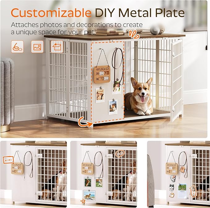 YATINEY Foldable Dog Crate Furniture, Dog Crate