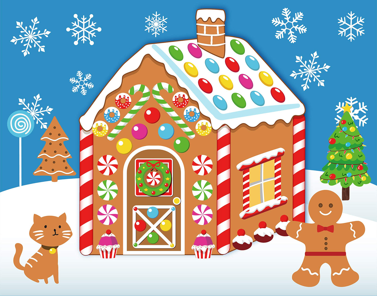 38PCS Make-a-Gingerbread House Stickers for Kids - Christmas Party Game/Craft/Activity/Favor/Supplies - 19 Finished Products
