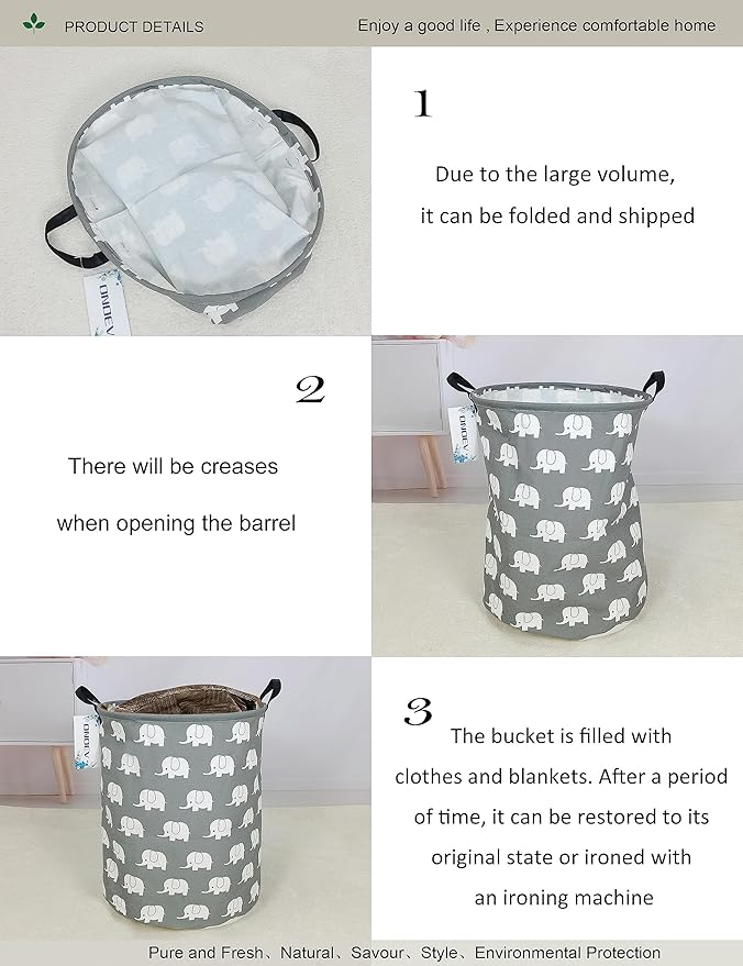Round waterproof laundry basket, foldable storage basket, laundry Hampers
