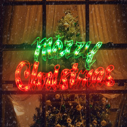 XMASLAND 18 Inch Merry Christmas Window Silhouette Lights Decorations, 50L Christmas Sculpture, 1-PACK