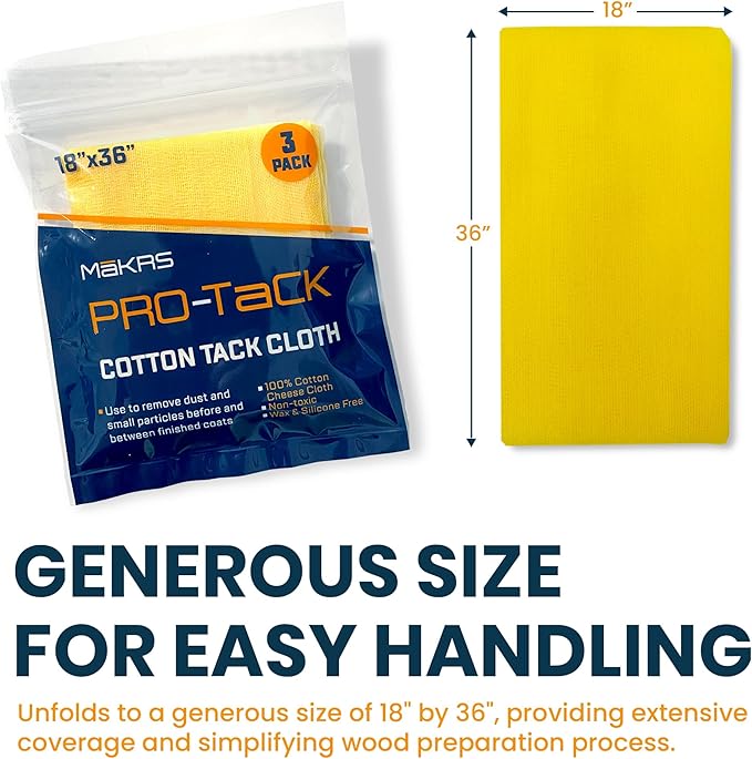 MāKRS 18" x 36" Pro-Tack Tack Cloth, Remove and Trap Dust Particles, 100% Cotton